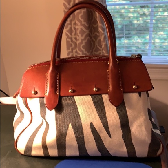 Dooney & Bourke Zebra Print Wilson Canvas & Leather Satchel - Picture 4 of 11